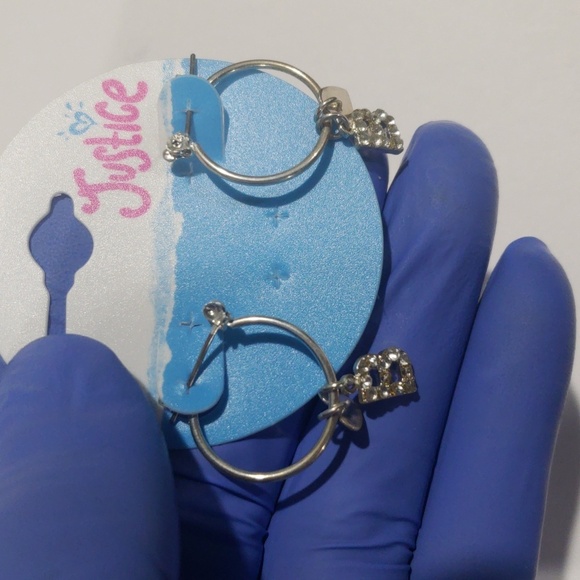 Justice Silver-tone Hoop Earrings Sparkling "B" & star-shaped charms - Girls - Picture 7 of 8